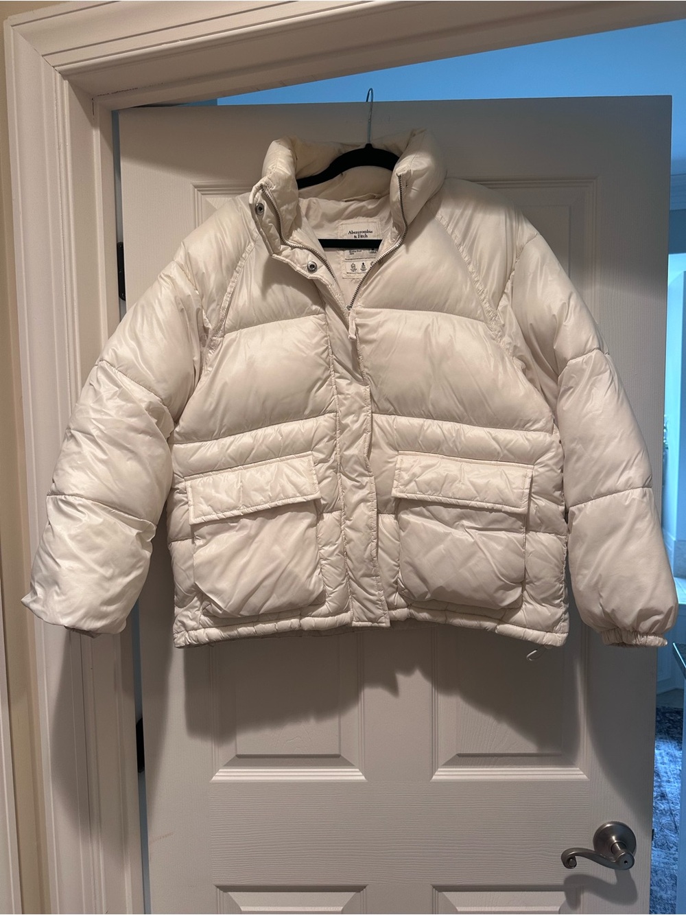 Abercrombie and Fitch White Puffer Jacket